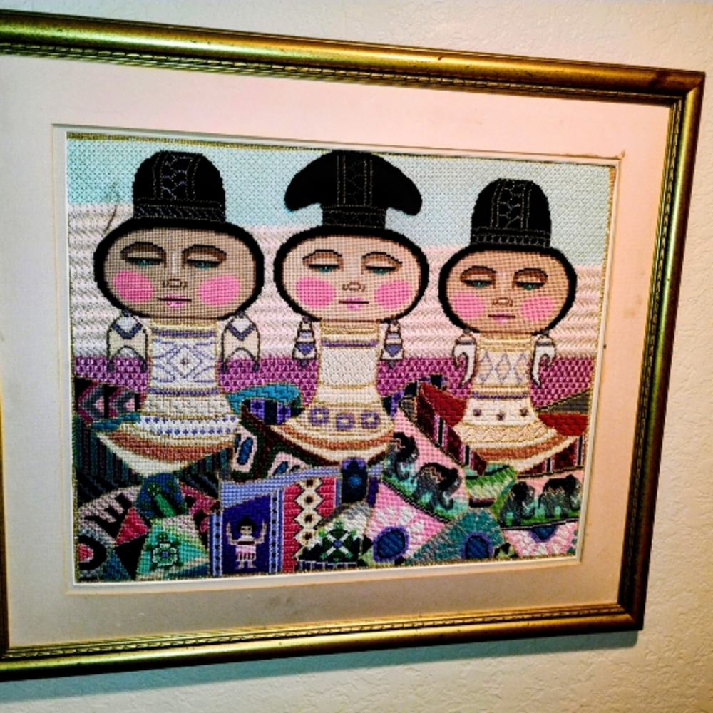 Colorful Framed Art Glass by Unknown Artist